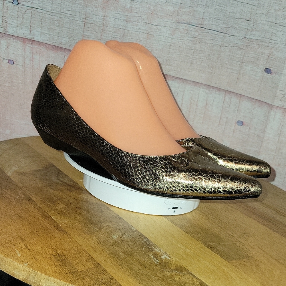 Attention Reptile Print Bronze Mini Wedges